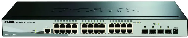DGS-1510-28X/E DGS-1510-28X/E Netwerk switch 24 + 4 poorten 128 Gbit/s fra D-Link i Sort – produktbillede