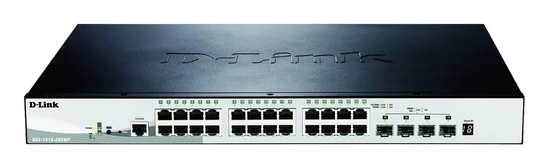 DGS-1510-28XMP/E DGS-1510-28XMP/E Netwerk switch 24 + 4 poorten 128 Gbit/s PoE-functie från D-Link i Svart – produktbild