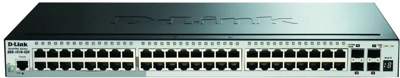 DGS-1510-52X/E DGS-1510-52X/E Netwerk switch 48 + 4 poorten 176 Gbit/s van D-Link in Zwart – productfoto