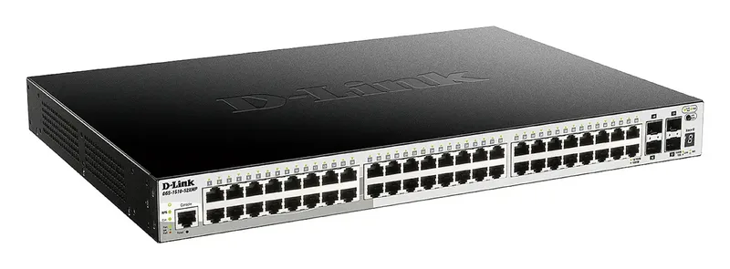 DGS-1510-52XMP/E DGS-1510-52XMP/E Netwerk switch 48 + 4 poorten 176 Gbit/s PoE-functie van D-Link in Zwart – productfoto