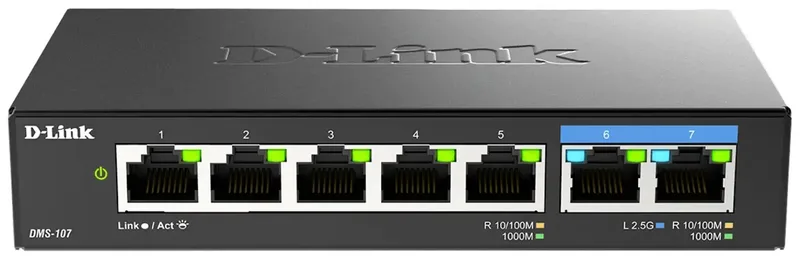 DMS-107/E DMS-107/E Ethernet Switch 5 + 2 poorten van D-Link in Zwart – productfoto