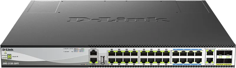 DMS-3130-30PS - Managed Netwerkswitch - Layer 3 - Multi-Gigabit PoE++ - Stackable by D-Link in Black – product photo