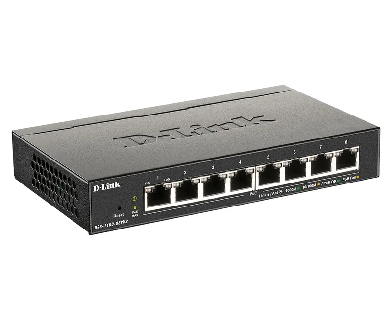 Switch 190mm D-Link DGS-1100-08PV2 8*GE PoE retail by D-Link – product photo