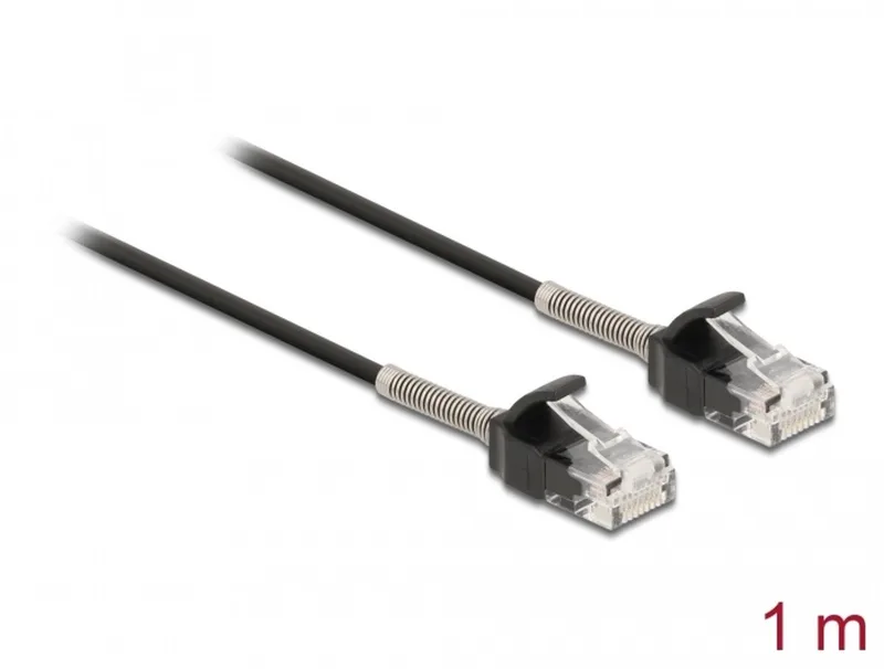 Cable RJ45 plug to RJ45 plug with bend protection Cat.6A 1 m black från Delock i Svart – produktbild