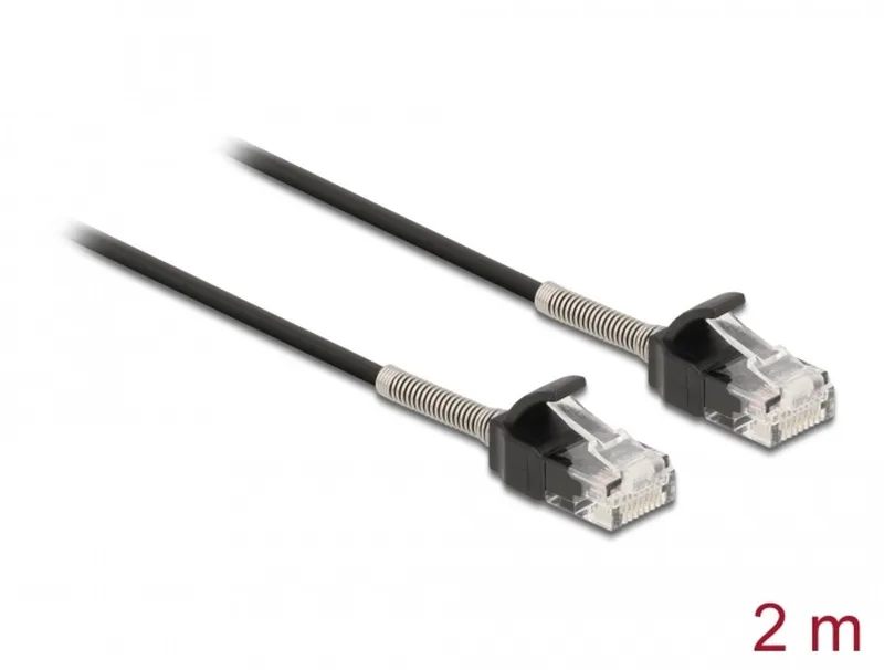 Cable RJ45 plug to RJ45 plug with bend protection Cat.6A 2 m black från Delock i Svart – produktbild
