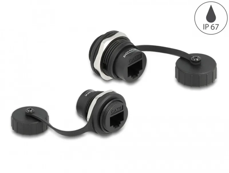 CAT6 Ingebouwde RJ45 connector - Beschermende dop IP67 - Stof en waterdicht by Delock in Black – product photo