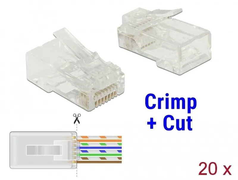 CAT6 RJ45 doorsteek connector niet afgeschermd 20 stuks fra Delock i Gennemsigtig – produktbillede