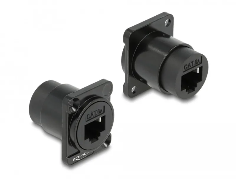 D-Type Module RJ45 Cat.6A female to female by Delock in Black – product photo