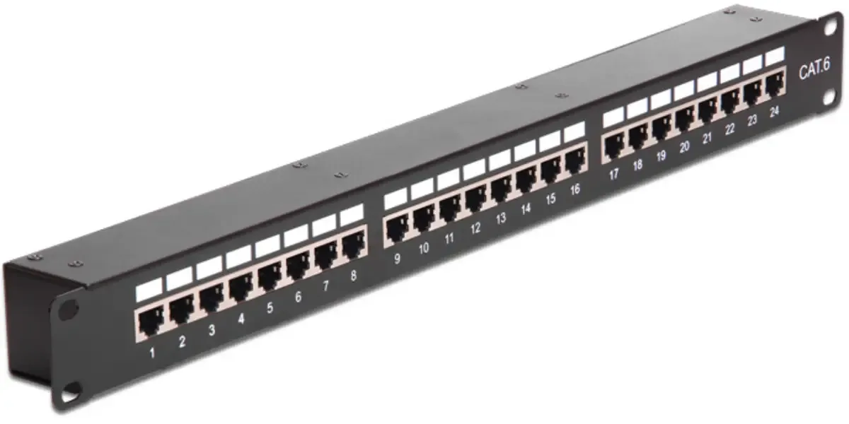 DeLOCK 19" Coupler Patch Panel 24-Port Cat.6 by Delock in Black – product photo