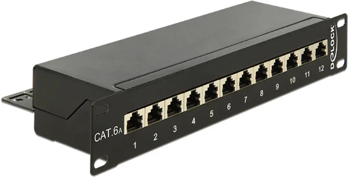 Delock 43310 Patchpaneel 254 mm (10) CAT 6A 1 HE Zwart Ingericht från Delock i Svart – produktbild