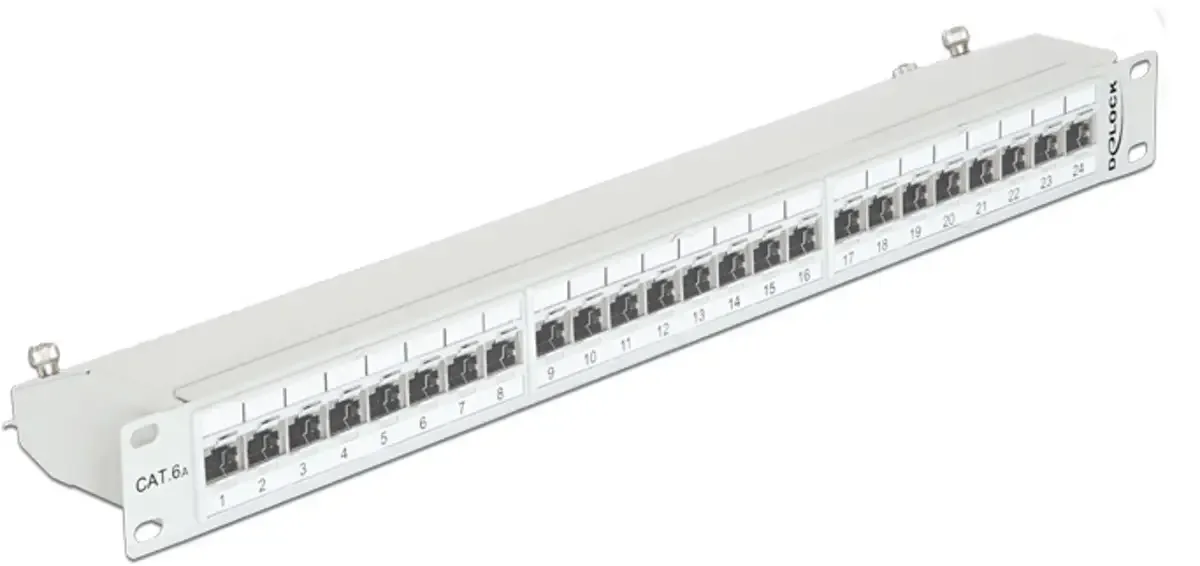 Delock 43319 Panneau de brassage 483 mm (19) CAT 6a 1 UH équipé de Delock en Gris – photo produit