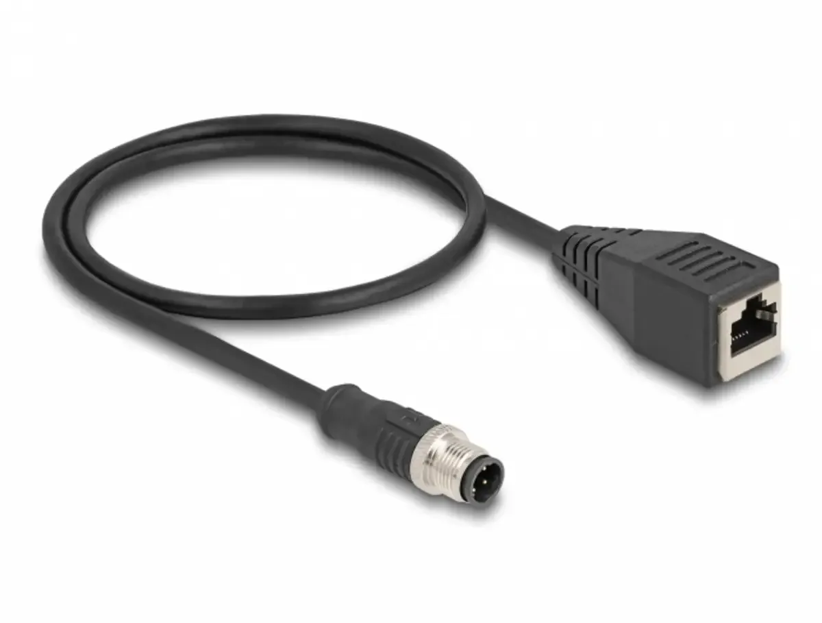 Delock 60067 RJ45 / M12 Netwerkadapter S/FTP 0.50 m Zwart 1 stuk(s) från Delock i Svart – produktbild