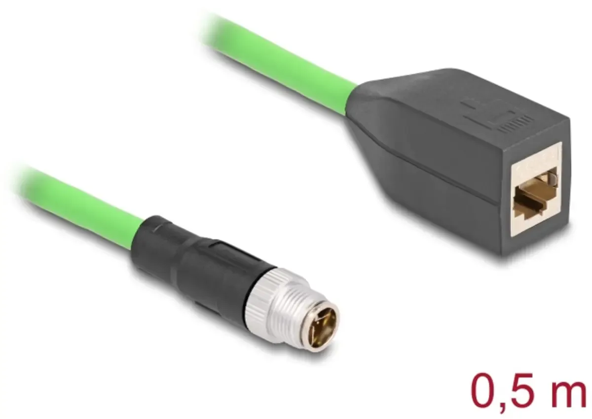 Delock 60572 RJ45 / M12 Netwerkkabel, patchkabel Kabel SF/UTP 0.50 m UV-bestendig 1 stuk(s) fra Delock i Grøn – produktbillede