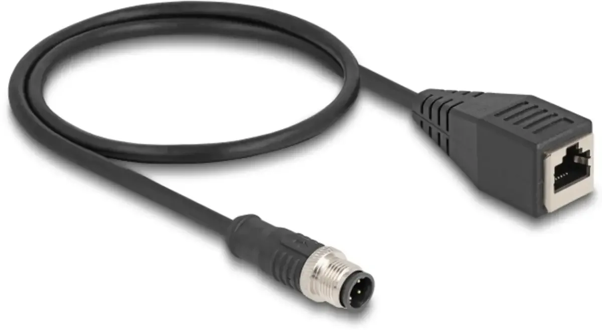 Delock 60622 RJ45 / M12 Netwerkkabel, patchkabel CAT 5e S/FTP 0.50 m Afgeschermd 1 stuk(s) fra Delock i Sort – produktbillede