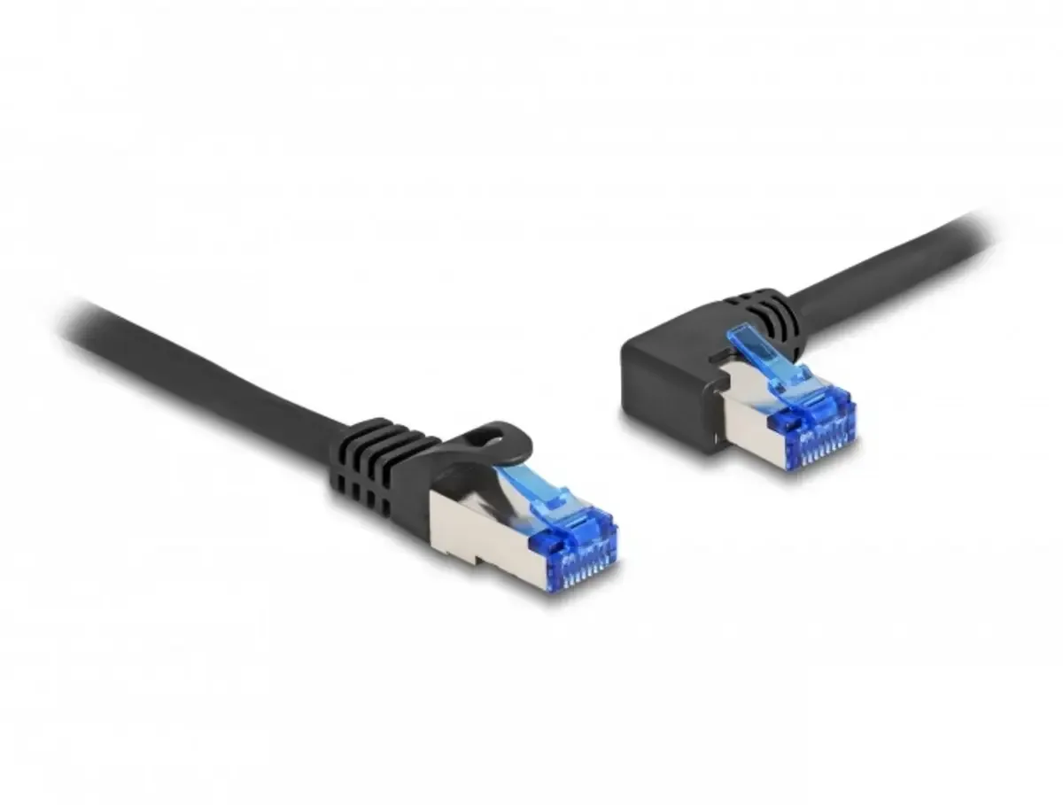 Delock 80217 RJ45 Netwerkkabel, patchkabel CAT 6A S/FTP 0.50 m Haakse kabeluitgang 1 stuk(s) från Delock i Svart – produktbild