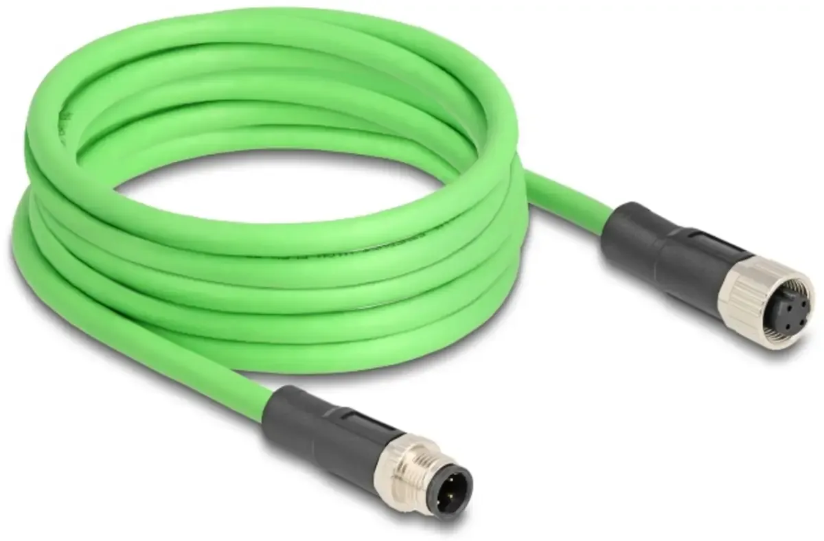 Delock 80409 M12 Netwerkkabel, patchkabel Kabel SF/UTP 5.00 m Afgeschermd 1 stuk(s) från Delock i Grön – produktbild