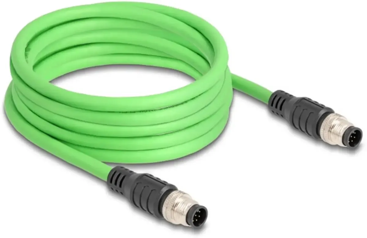 Delock 80412 M12 Netwerkkabel, patchkabel Kabel SF/UTP 2.00 m Afgeschermd 1 stuk(s) från Delock i Grön – produktbild