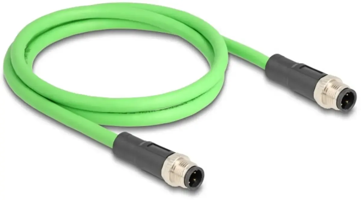 Delock 80416 M12 Netwerkkabel, patchkabel Kabel SF/UTP 1.00 m Afgeschermd 1 stuk(s) från Delock i Grön – produktbild