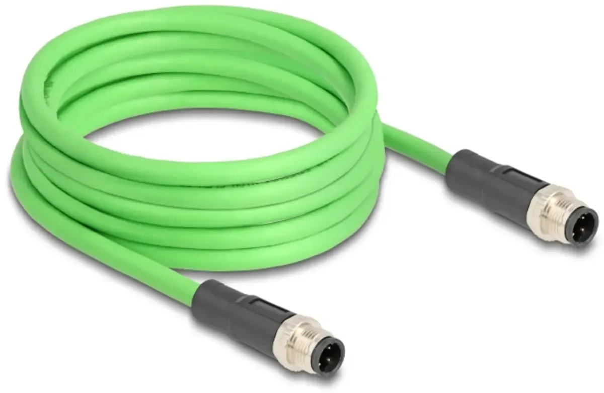 Delock 80419 M12 Netwerkkabel, patchkabel Kabel SF/UTP 5.00 m Afgeschermd 1 stuk(s) från Delock i Grön – produktbild