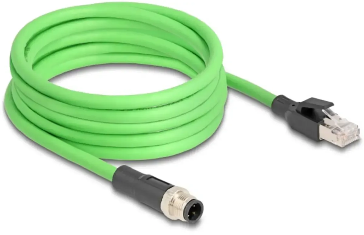 Delock 80427 RJ45 / M12 Netwerkkabel, patchkabel Kabel SF/UTP 2.00 m Oliebestendig 1 stuk(s) van Delock in Groen – productfoto