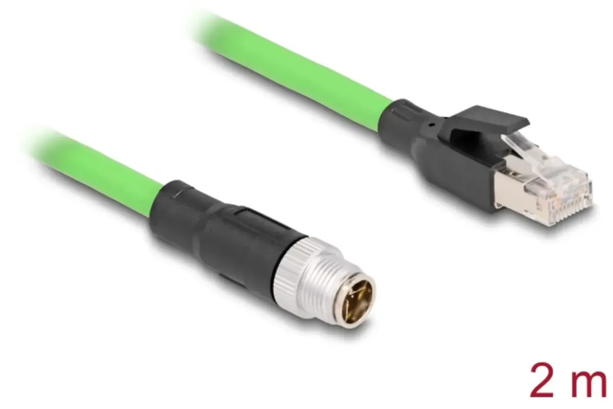 Delock 80442 RJ45 / M12 Netwerkkabel, patchkabel Kabel SF/UTP 2.00 m Afgeschermd (dubbel) 1 stuk(s) van Delock in Groen – productfoto