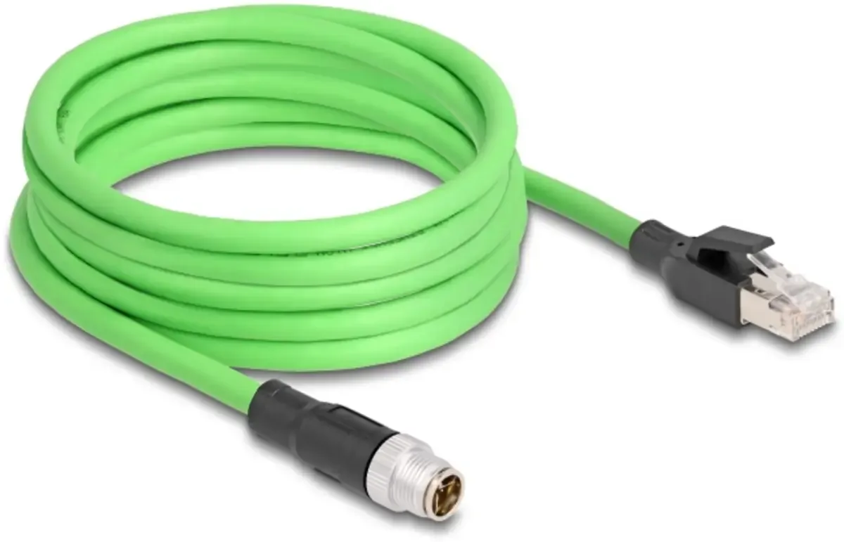 Delock 80444 RJ45 / M12 Câble réseau, câble patch Câble SF/UTP 5.00 m vert résistant aux huiles 1 pc(s) de Delock en Vert – photo produit