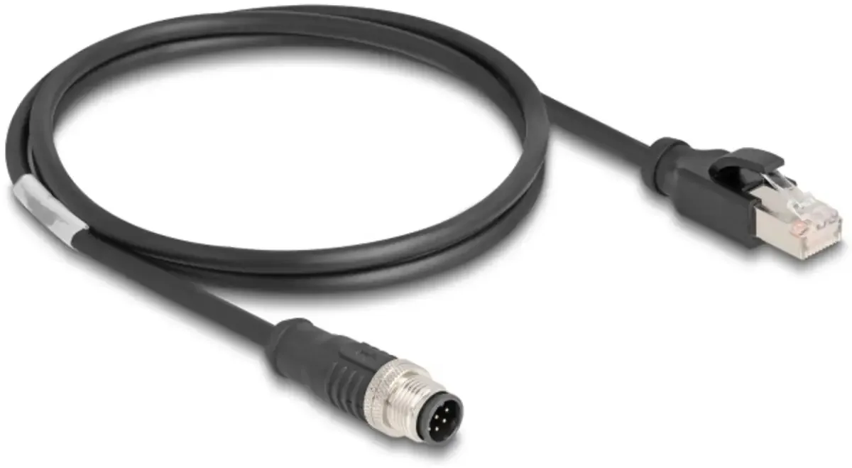 Delock 80809 RJ45 / M12 Netwerkkabel, patchkabel CAT 5e S/FTP 1.00 m Afgeschermd (dubbel) 1 stuk(s) van Delock in Zwart – productfoto