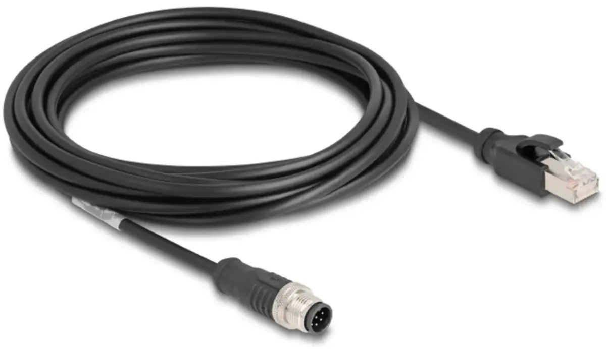 Delock 80811 RJ45 / M12 Netwerkkabel, patchkabel CAT 5e S/FTP 5.00 m 1 stuk(s) by Delock in Black – product photo