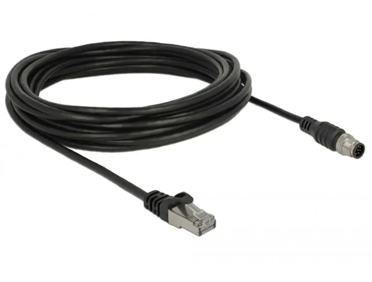 Delock 84926 RJ45 / M12 Câble réseau, câble patch CAT 5e S/FTP 10.00 m noir blindé 1 pc(s) de Delock en Noir – photo produit