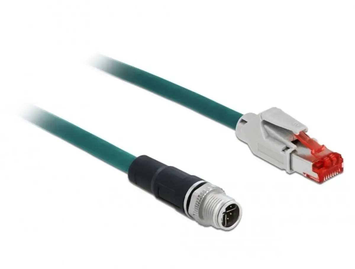 Delock 85427 RJ45 / M12 Netwerkkabel, patchkabel CAT 5e SF/UTP 3.00 m UV-bestendig 1 stuk(s) van Delock in Turquoise – productfoto