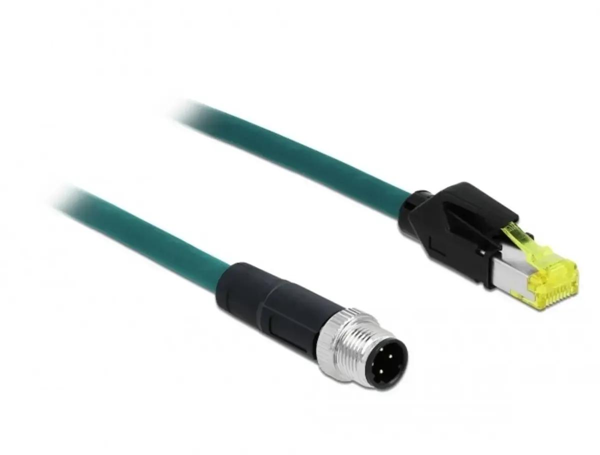 Delock 85442 RJ45 / M12 Câble réseau, câble patch SF/UTP 2.00 m turquoise gaine TPE 1 pc(s) de Delock en Turquoise – photo produit