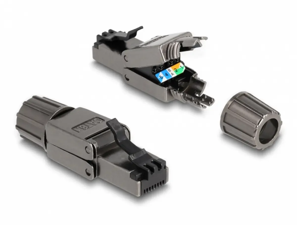 Delock 86514 Fiche RJ45 CAT.8.1 STP sans outil 86514 Fiche mâle RJ45 Nombre de pôles 8P8C noir 1 pc(s) de Delock – photo produit
