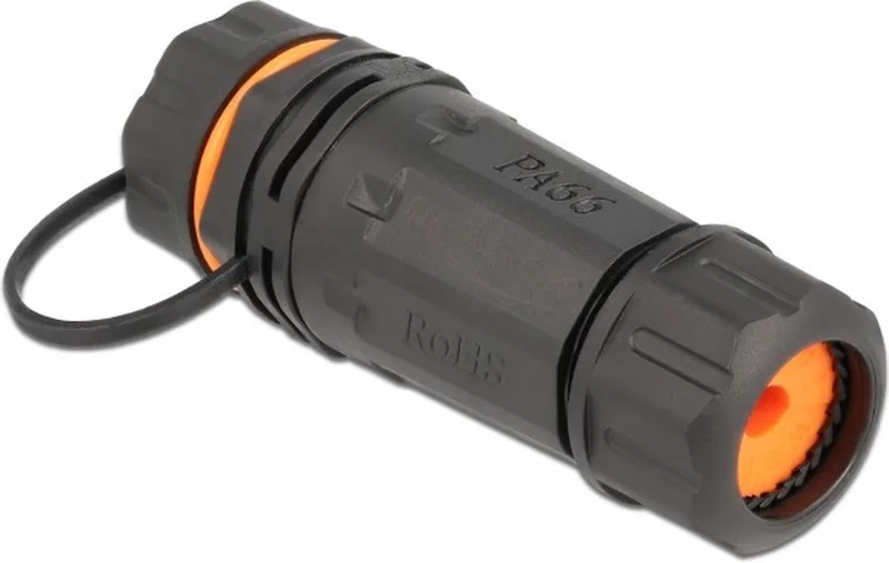 DELOCK 86700 Kabelverbinder RJ45 bus naar RJ45-bus Cat. 6A by Delock in Black, Orange – product photo
