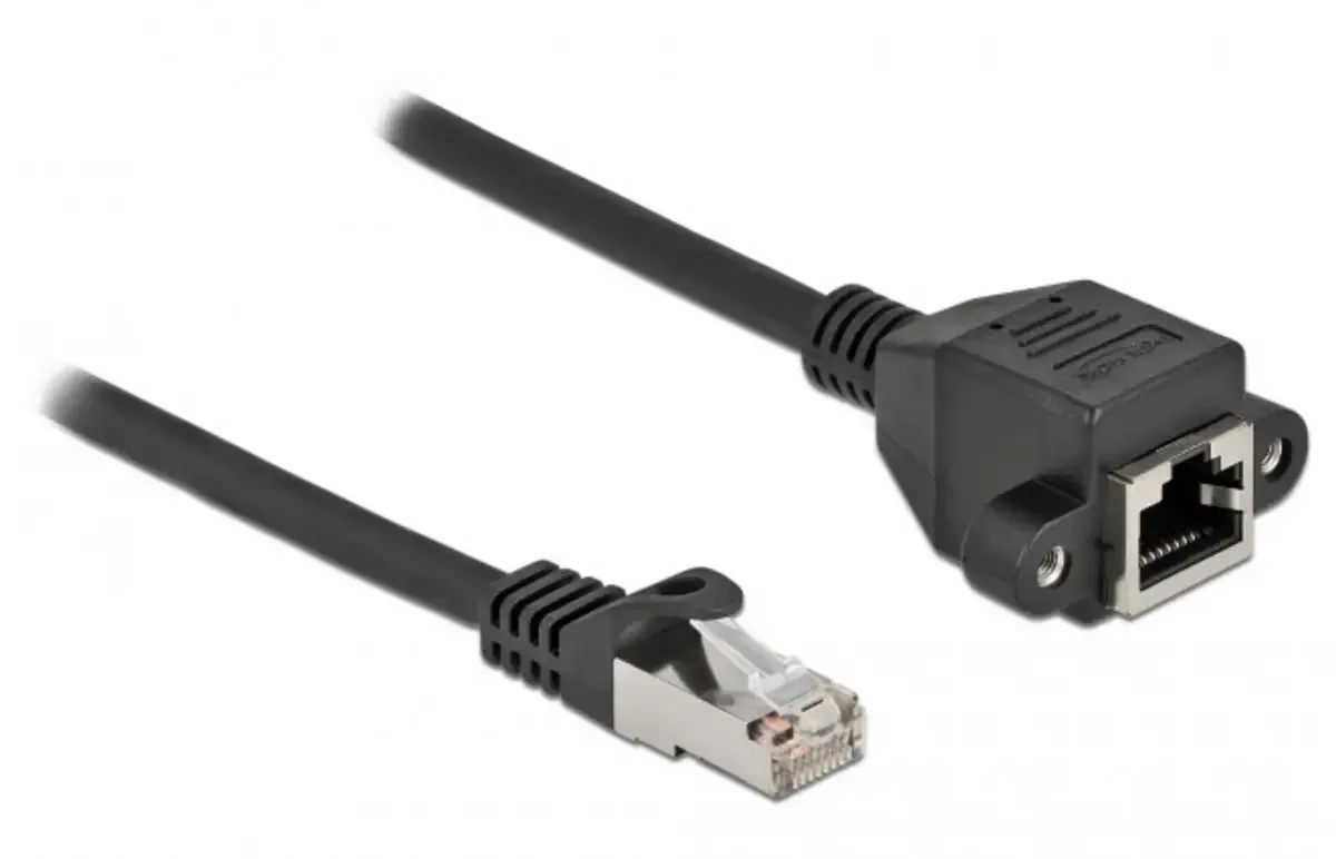 Delock 86998 RJ45 Netwerkkabel, patchkabel CAT 6A S/FTP 0.25 m Afgeschermd 1 stuk(s) fra Delock i Sort – produktbillede