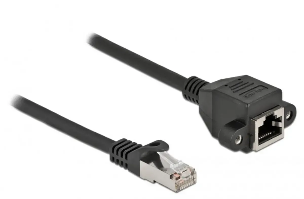 Delock 86999 RJ45 Netwerkkabel, patchkabel CAT 6A S/FTP 0.50 m Afgeschermd 1 stuk(s) van Delock in Zwart – productfoto