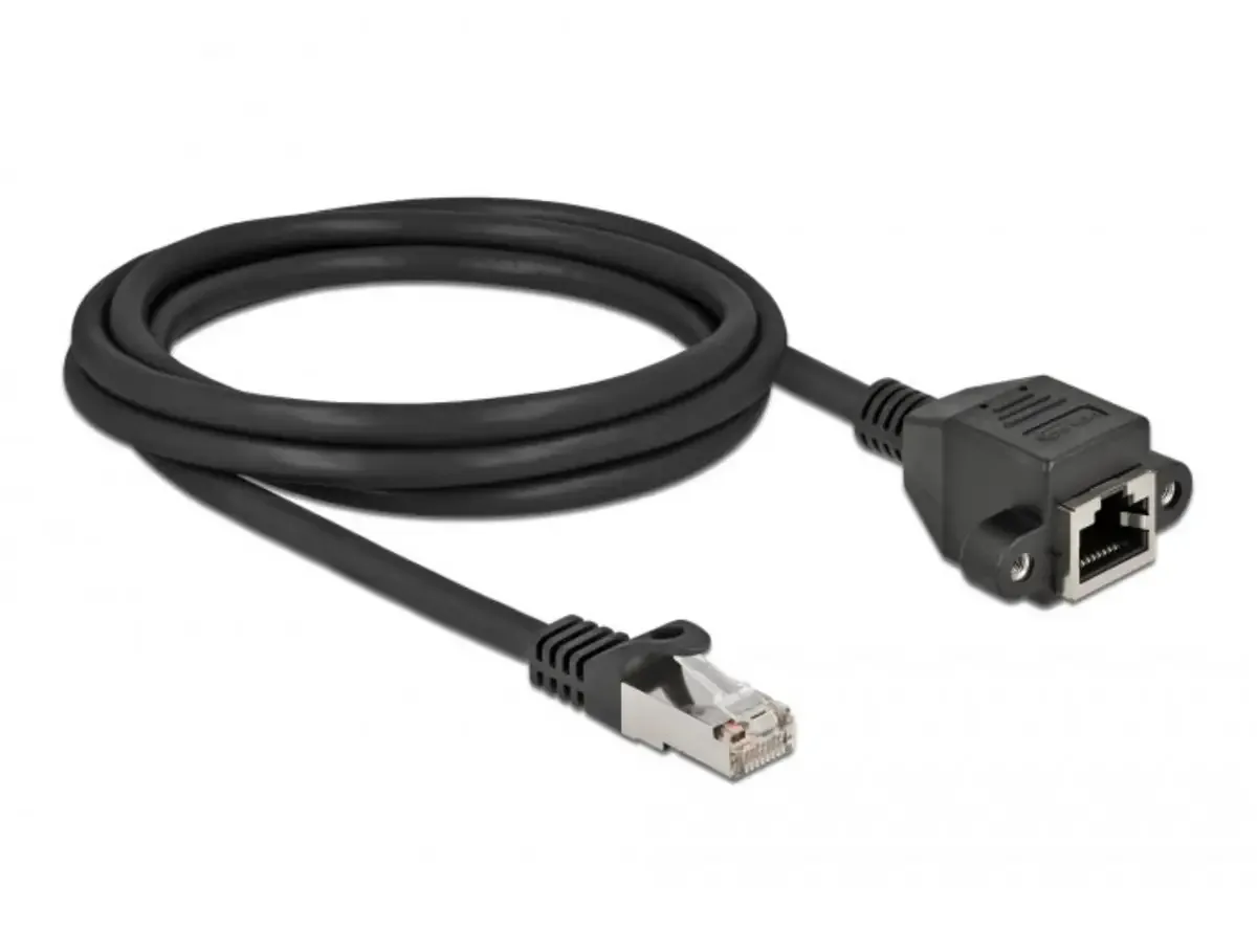 Delock 87002 RJ45 Netwerkkabel, patchkabel CAT 6A S/FTP 2.00 m Afgeschermd 1 stuk(s) van Delock in Zwart – productfoto