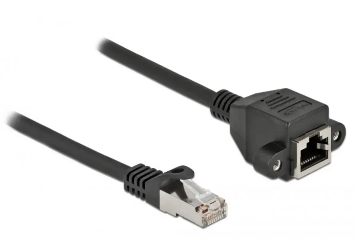 Delock 87003 RJ45 Netwerkkabel, patchkabel CAT 6A S/FTP 3.00 m Afgeschermd 1 stuk(s) van Delock in Zwart – productfoto