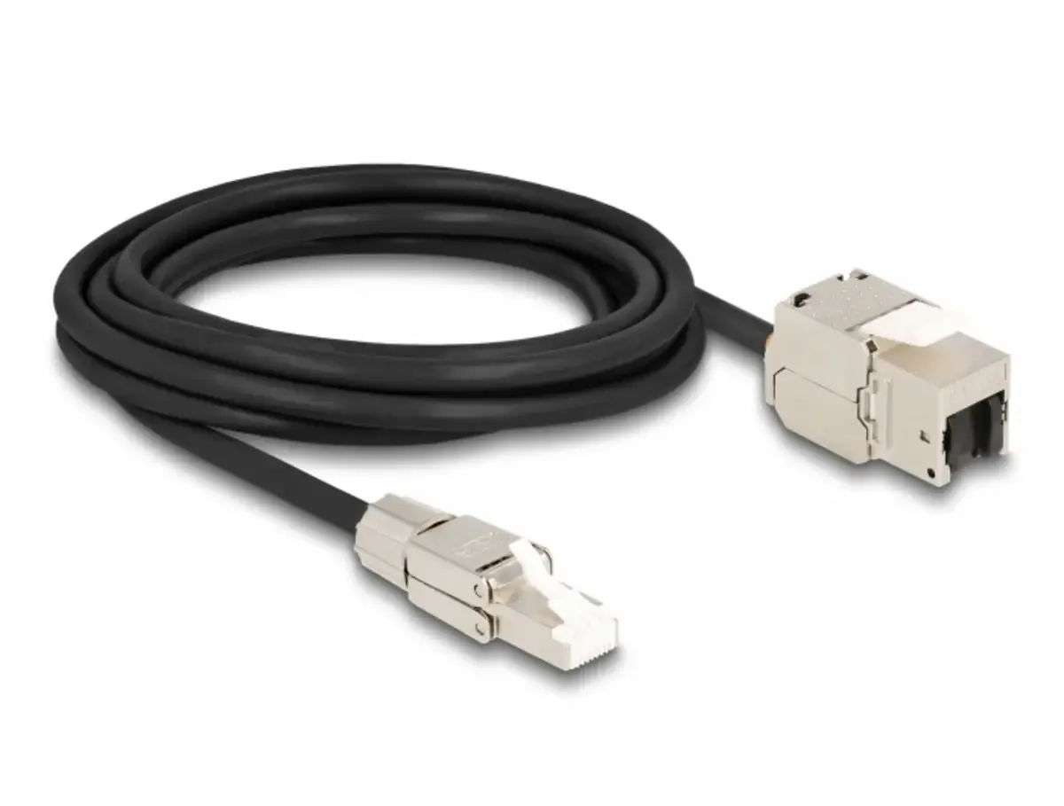 Delock 87239 RJ45 Netwerkkabel, patchkabel CAT 6A S/FTP 3.00 m Zwart, Zilver Afgeschermd 1 stuk(s) de Delock en Noir, Argent – photo produit