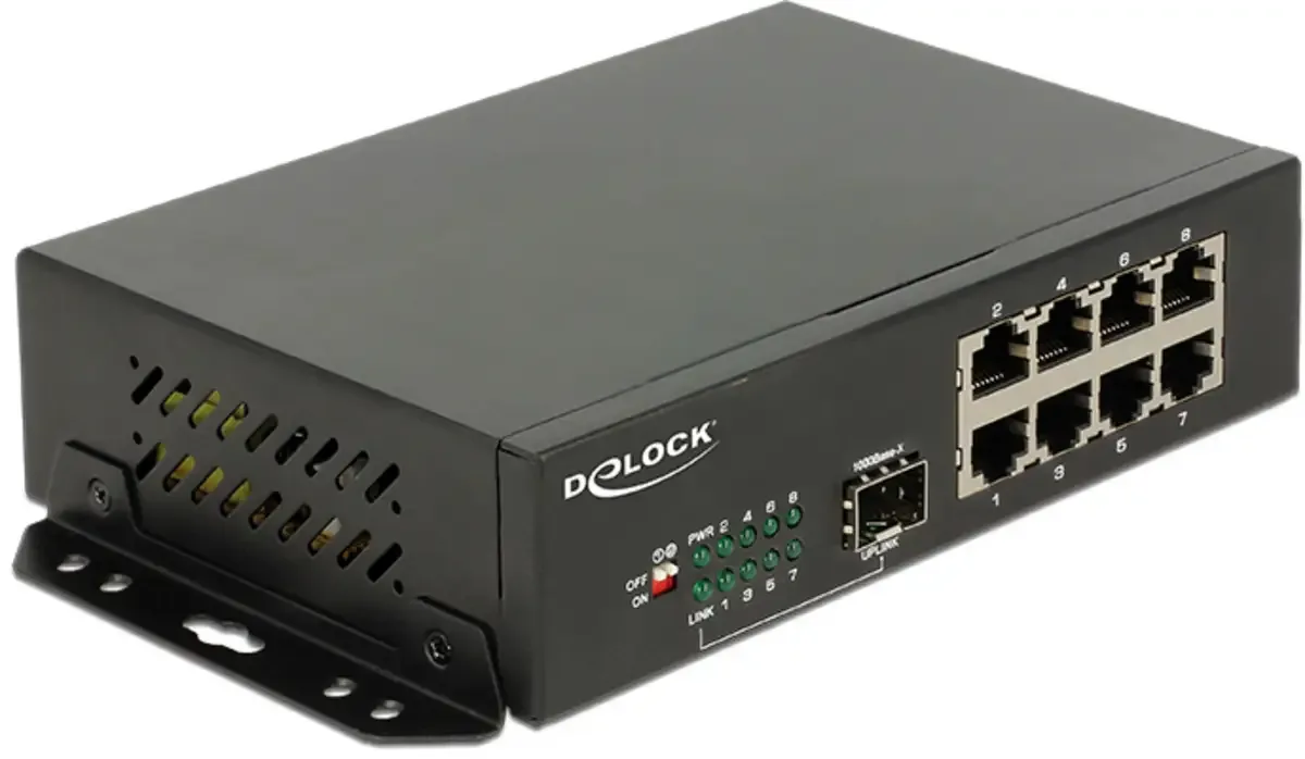 Delock 87708 87708 Netwerk switch 8 poorten 1 GBit/s Geïntegreerde Firewall by Delock in Black – product photo