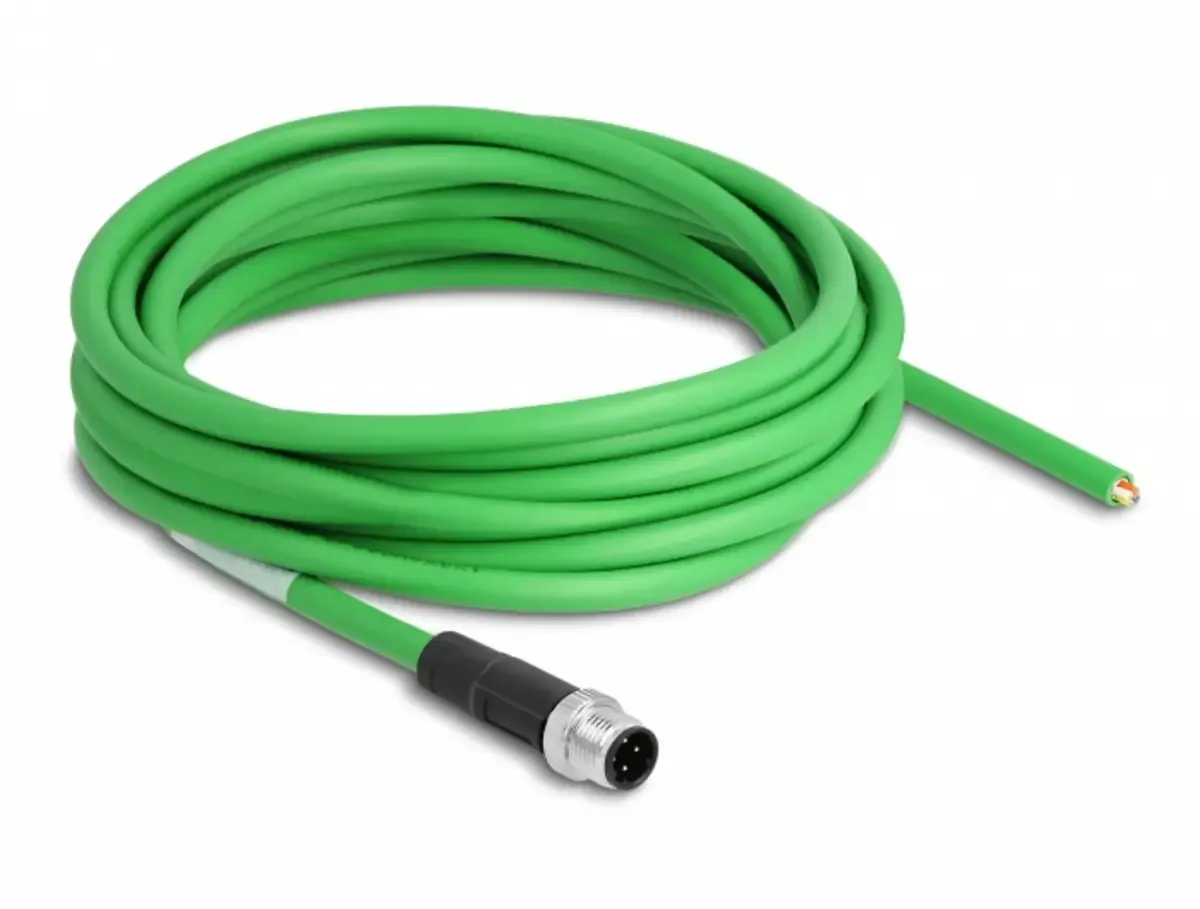 Delock 87848 M12 Patchkabel SF/UTP 5.00 m Grün UV-Beständig 1 St. von Delock in Grün – Produktfoto