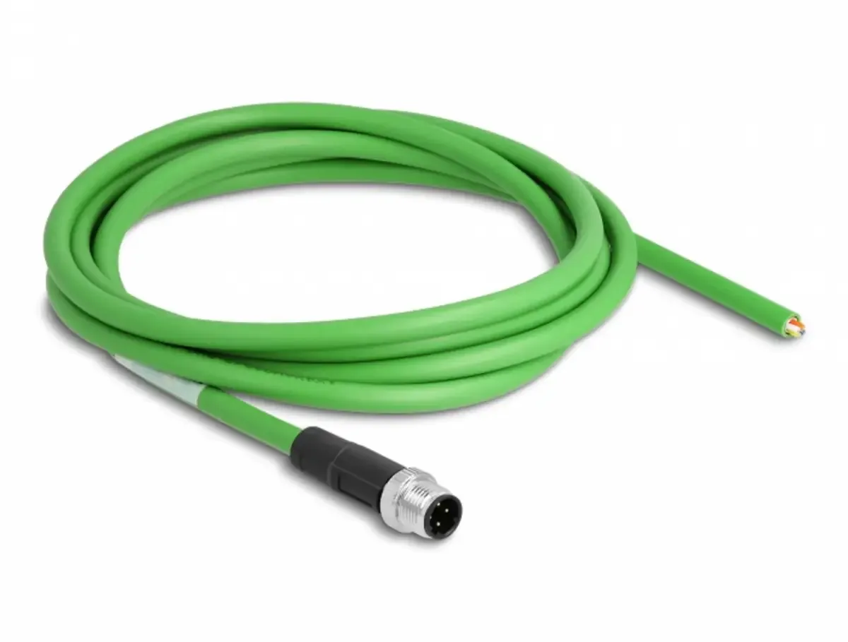 Delock 87849 M12 Netwerkkabel, patchkabel SF/UTP 2.00 m 1 stuk(s) fra Delock i Grøn – produktbillede