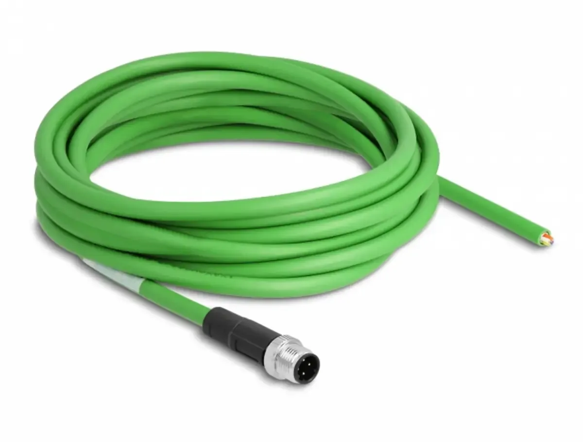 Delock 87850 M12 Netwerkkabel, patchkabel SF/UTP 5.00 m Geschikt voor sleepketting 1 stuk(s) fra Delock i Grøn – produktbillede