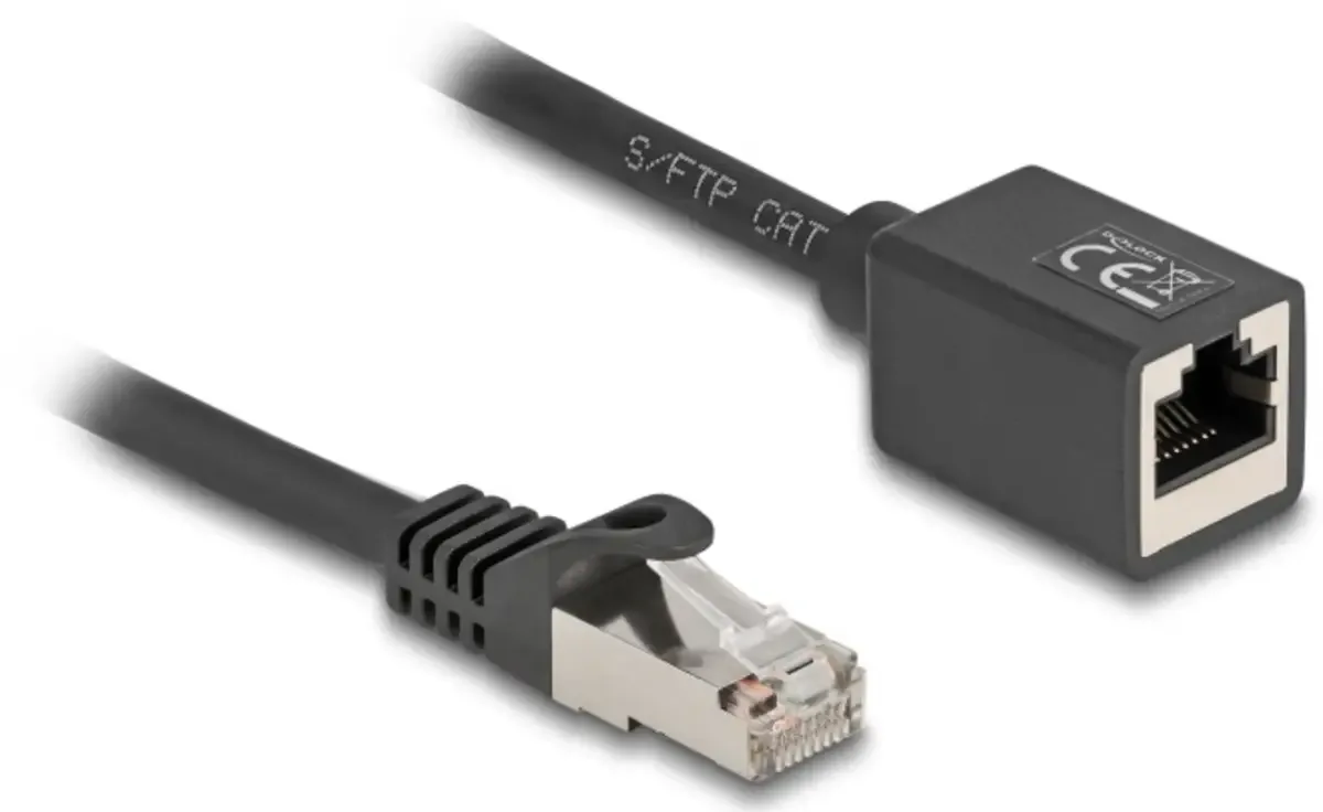 Delock 88052 RJ45 Netwerkkabel, patchkabel CAT 6A S/FTP 0.50 m Afgeschermd 1 stuk(s) fra Delock i Sort – produktbillede