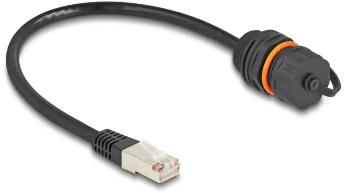 Delock 88146 RJ45 Netwerkkabel, patchkabel CAT 6A S/UTP 0.25 m Waterdicht 1 stuk(s) fra Delock i Sort – produktbillede