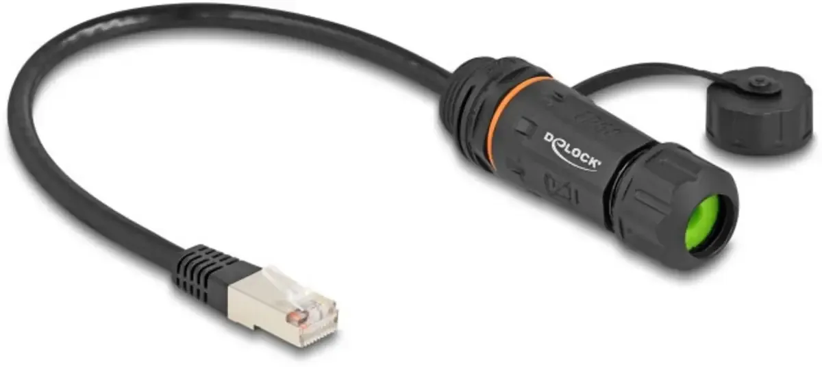 Delock 88147 RJ45 Câble réseau, câble patch CAT 6a S/UTP 0.25 m noir étanche 1 pc(s) de Delock en Noir – photo produit