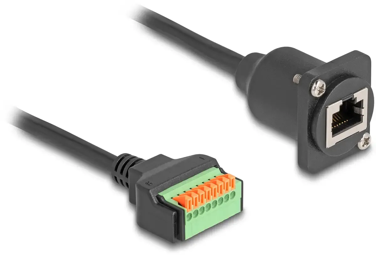 Delock 88153 RJ45 Adaptateur réseau CAT 5e 0.30 m gaine en PVC 1 pc(s) fra Delock i Sort – produktbillede