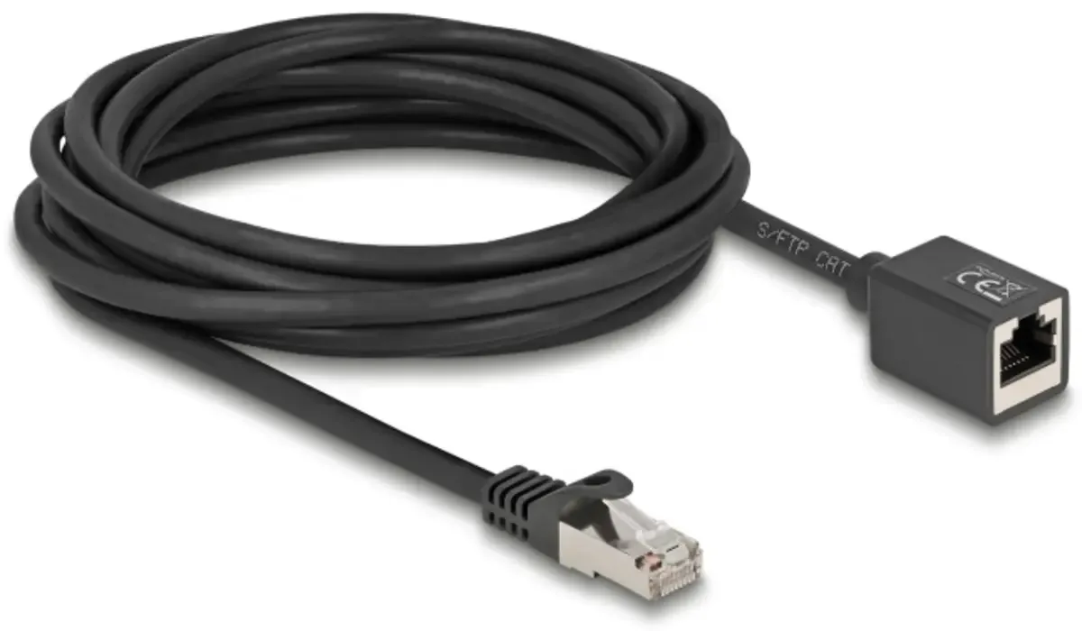 Delock 90318 RJ45 Câble réseau, câble patch CAT 6a S/FTP 5.00 m noir blindé 1 pc(s) de Delock en Noir – photo produit
