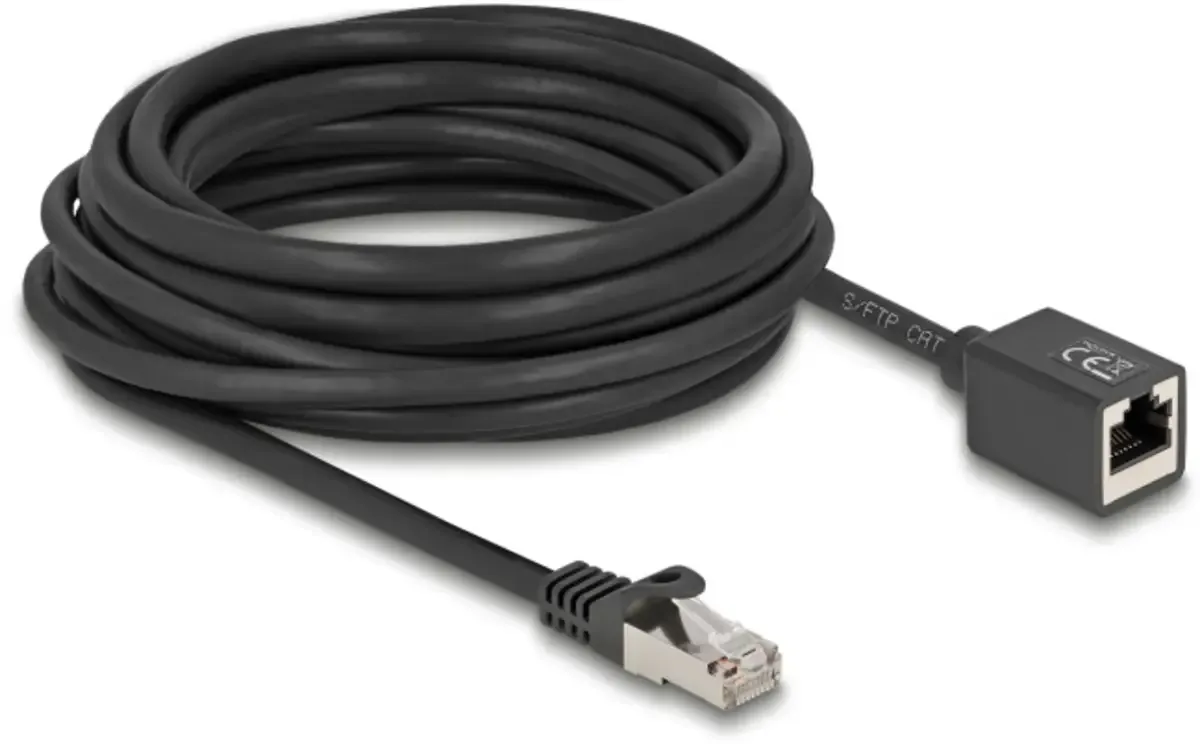 Delock 90320 RJ45 Câble réseau, câble patch CAT 6a S/FTP 1.00 m noir avec rallonge 1 pc(s) de Delock en Noir – photo produit