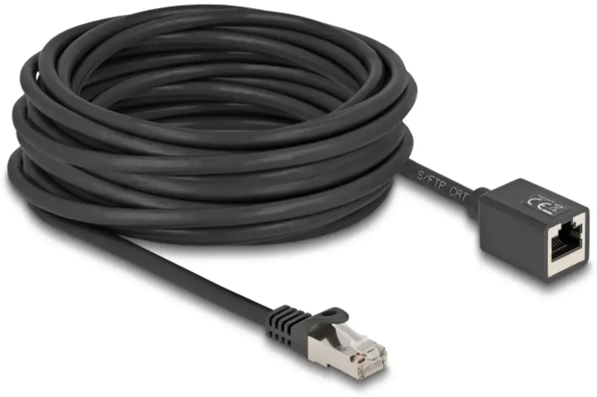 Delock 90323 RJ45 Patchkabel CAT 6a S/FTP 10.00 m Schwarz Geschirmt 1 St. von Delock in Schwarz – Produktfoto