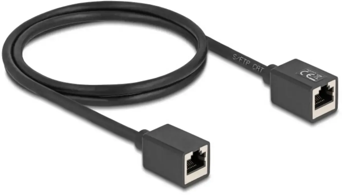 Delock 90325 RJ45 Netwerkkabel, patchkabel CAT 6A S/FTP 1.00 m Met verlengkabel 1 stuk(s) by Delock in Black – product photo